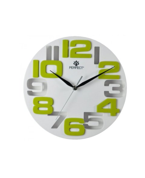 Clock PERFECT WL689A WHITE/GREEN 