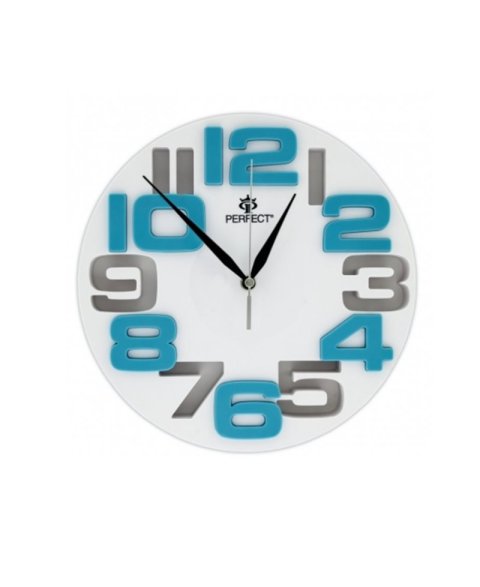 Clock PERFECT WL689A WHITE/BLUE 